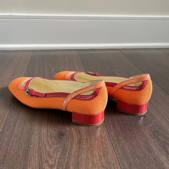 Prada Pink Orange Pumps Flats Vero Cuoio Size 7.5/37.5 - Picture 4 of 7